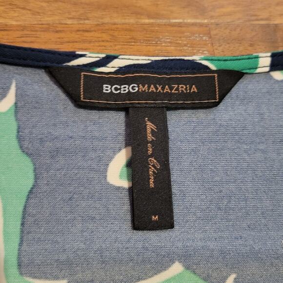 BCBGMAXAZRIA, M | y2k Flutter Sleeve Deep V Neck Tunic Waist Tie Top - Picture 5 of 5